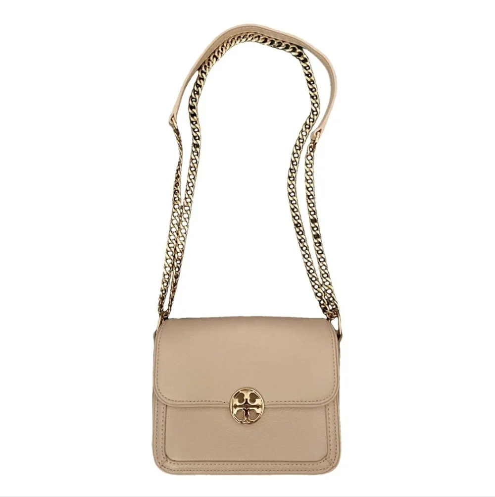 Tory Burch Peach/Gold Leather‎ Duet Chain Shoulder Bag
